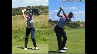 Justin Thomas golf swing  Long Iron faceon amp downtheline July 2017 [upl. by Frederiksen]