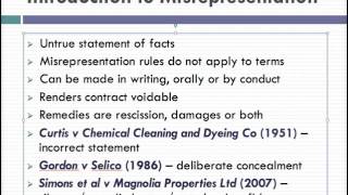 Misrepresentation Lecture 1 of 4 [upl. by Nahpos553]